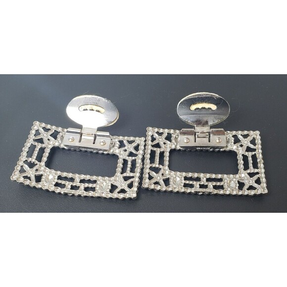 Vintage Antique1920’s ART DECO Metal Marcasite Design SHOE CLIPS signed TIP TOE - Picture 9 of 15